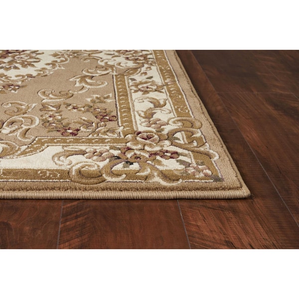 Homeroots 5 ft. 3 in. x 7 ft. 7 in. Polypropylene Beige & Ivory Area Rug 352460 - main